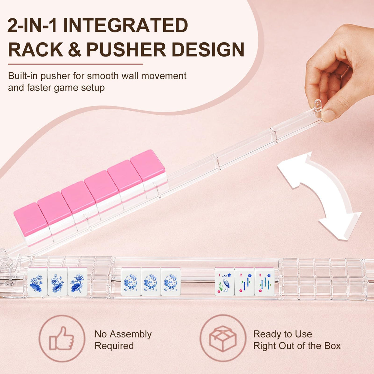 Clear Mahjong Racks with Pushers 4-Pack V14927