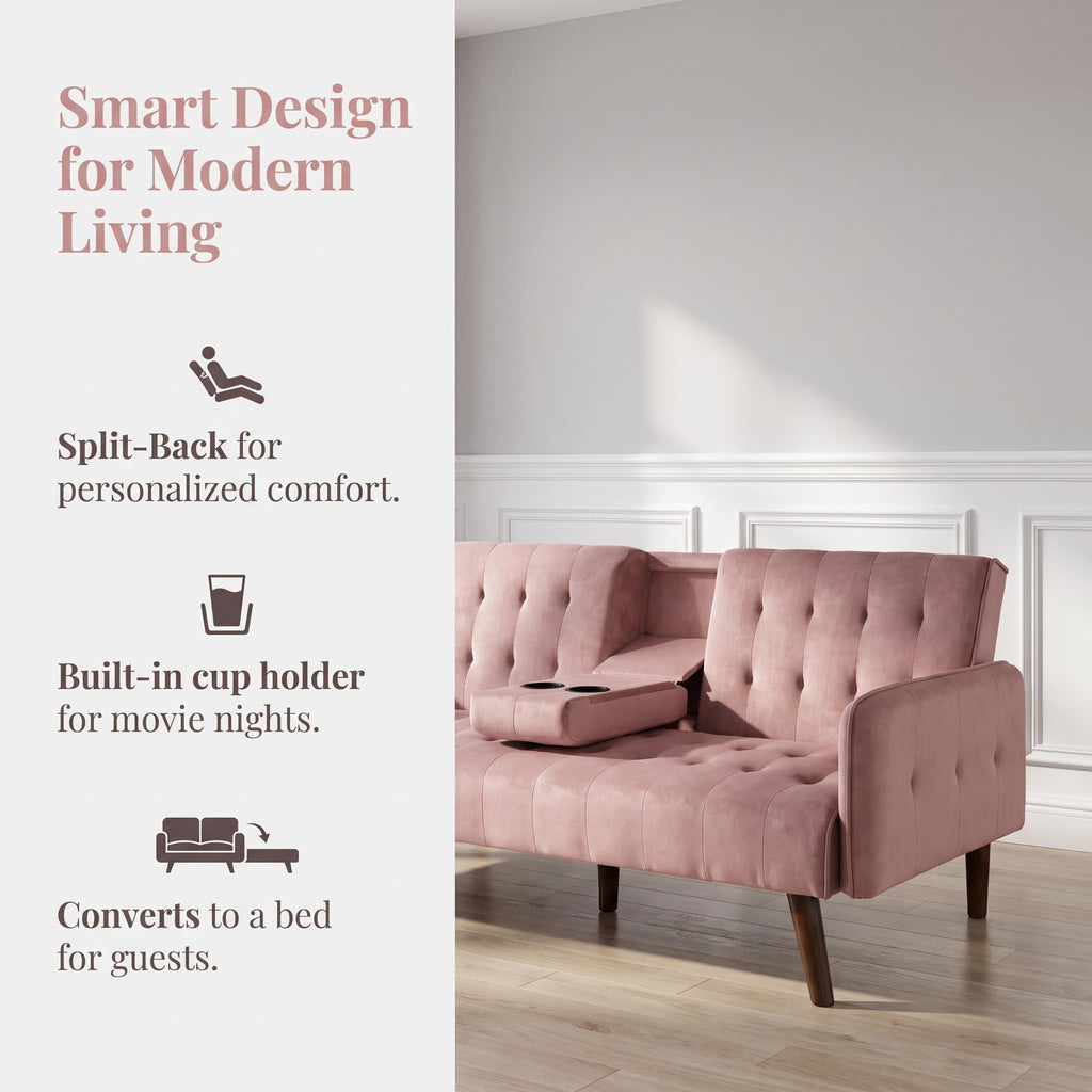 Pink Convertible Sleeper Sofa V62767