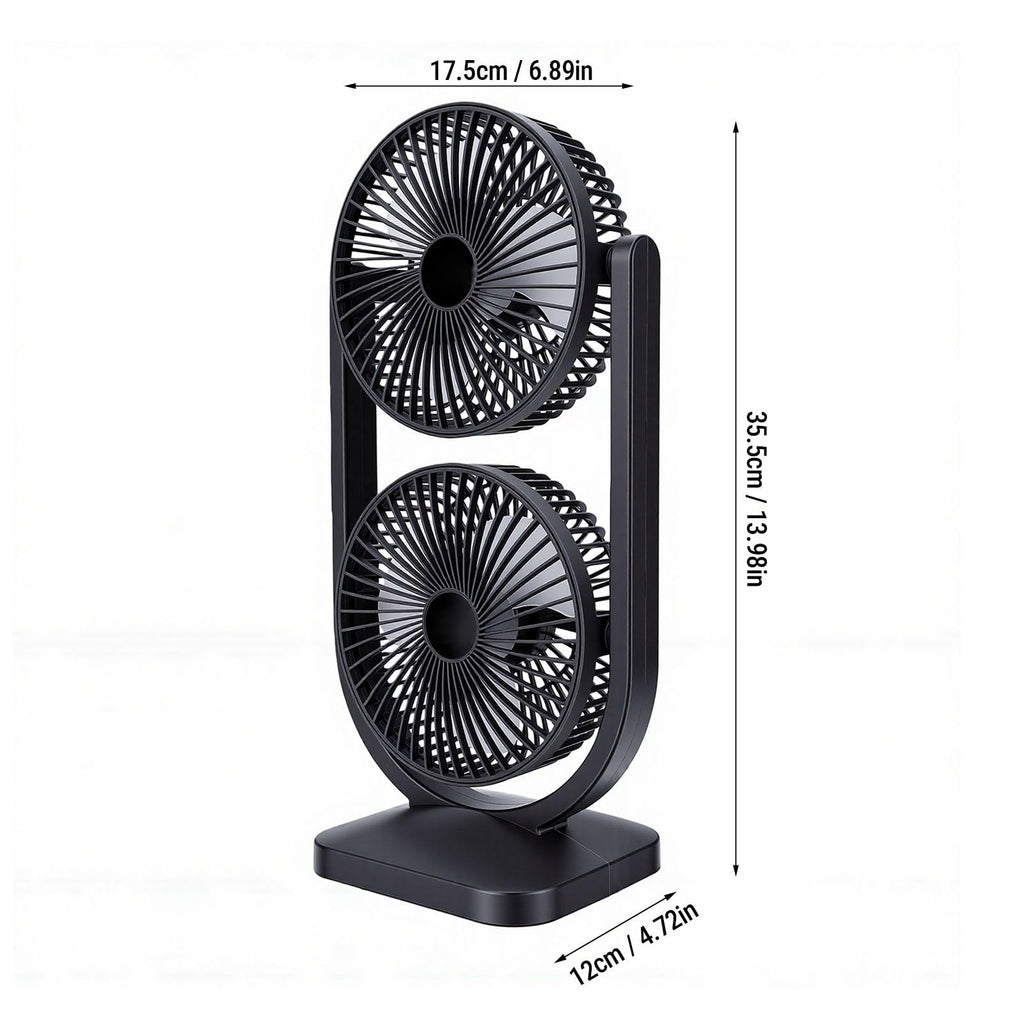 Portable USB Rechargeable 2 in 1 Dual Head Desk Fan Y597