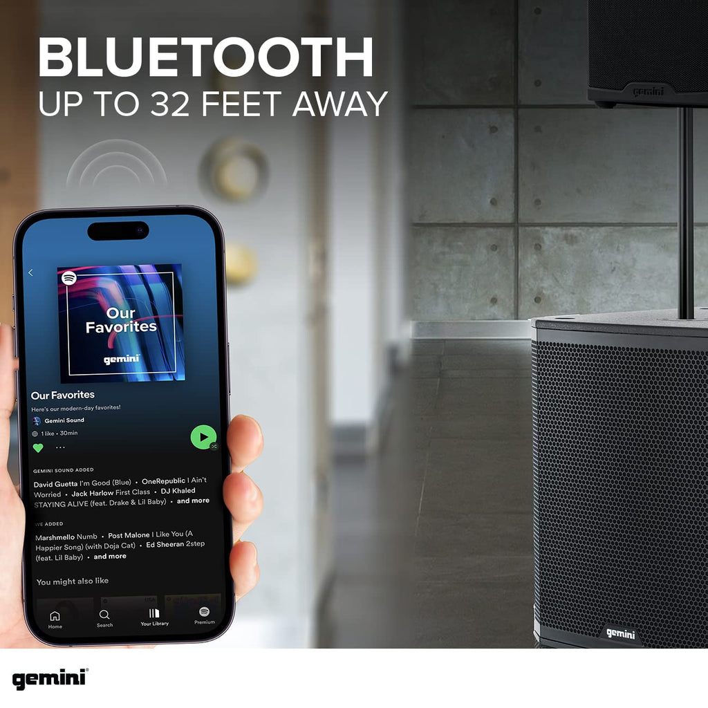 18" Powered Subwoofer, 1200 Watts, Bluetooth TWS Y236