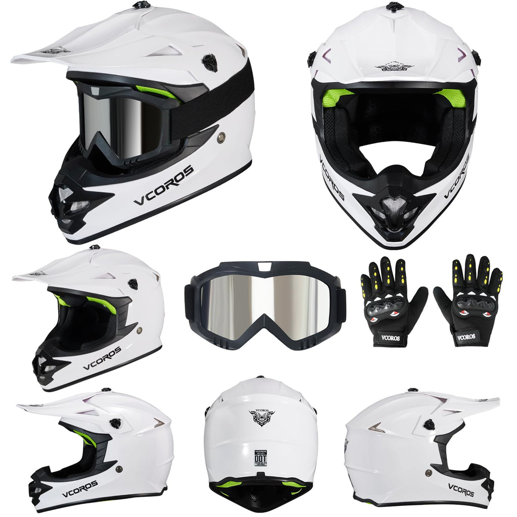 Kids Dirt Bike Helmet Set with Goggles Gloves T450