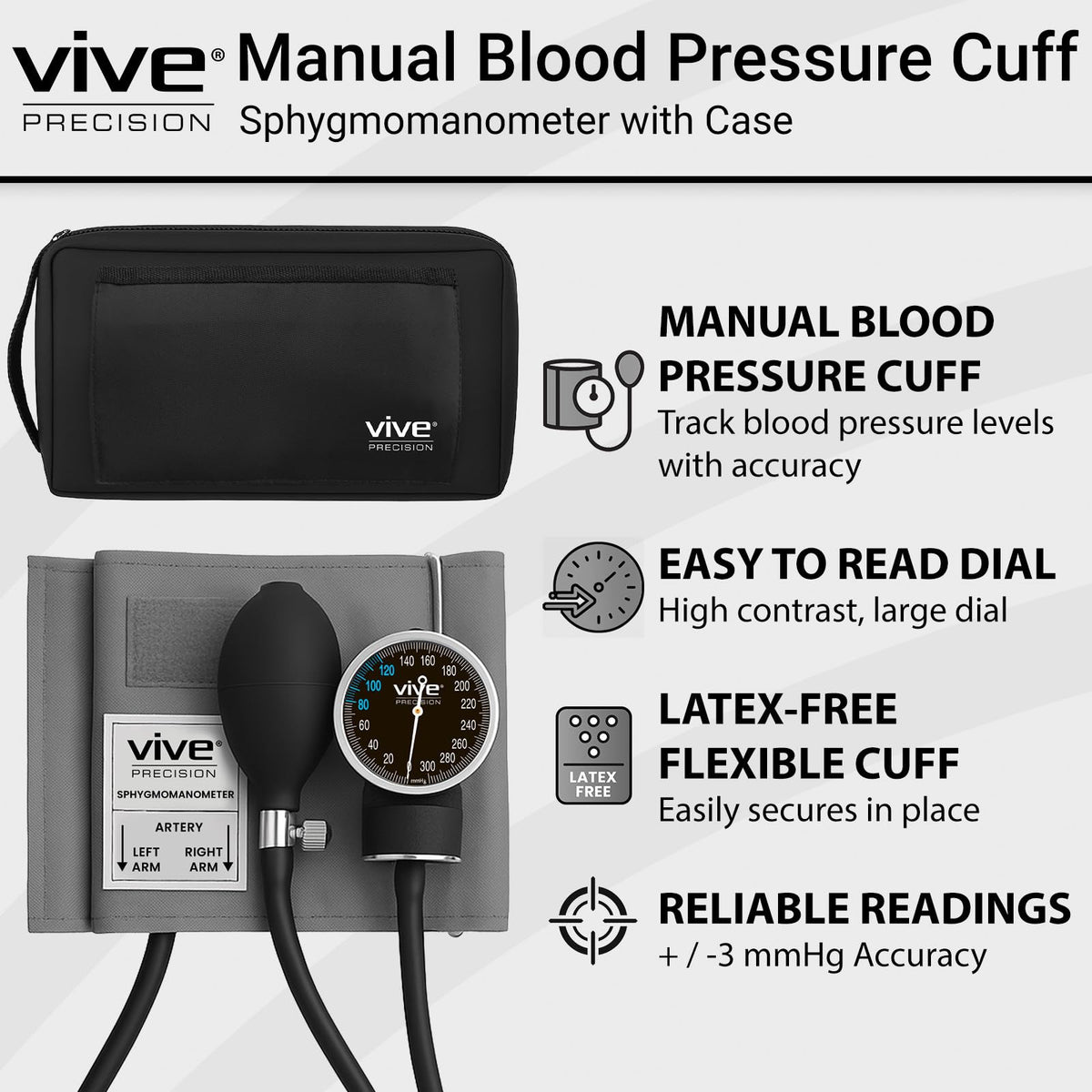 Manual Blood Pressure Cuff Aneroid Sphygmomanometer with Case Y65541
