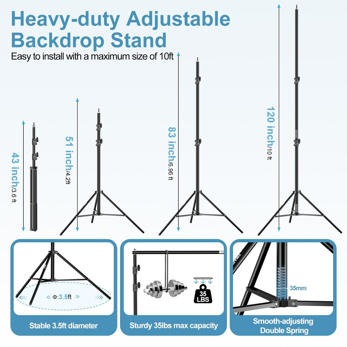 10x10Ft Heavy Duty Adjustable Backdrop Stand D676