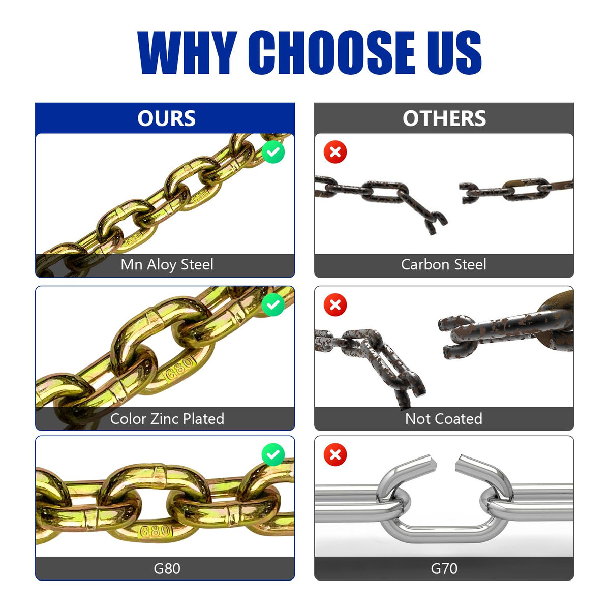 3/8 Chain Trailer Chains with Hooks Grade 80 P161
