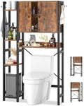 Over The Toilet Storage Cabinet with Doors, 7 Tier Bathroom Organizer with Adjustable Shelf J23970