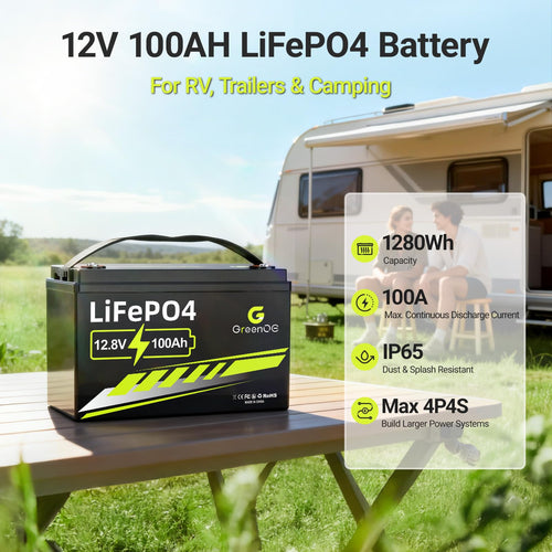 12V 100Ah LiFePO4 Deep Cycle Battery with 100A BMS H8342
