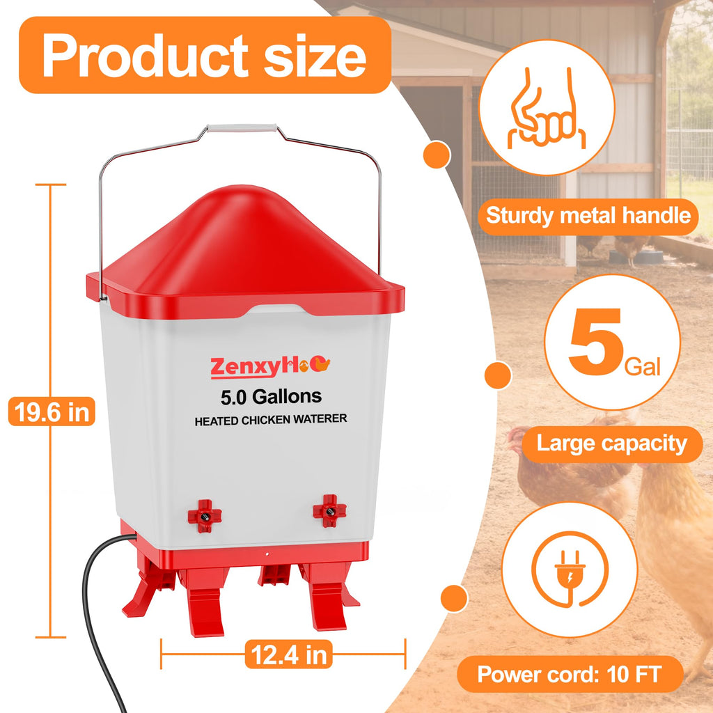 5.0 Gal Heated Chicken Waterer Bucket A58171
