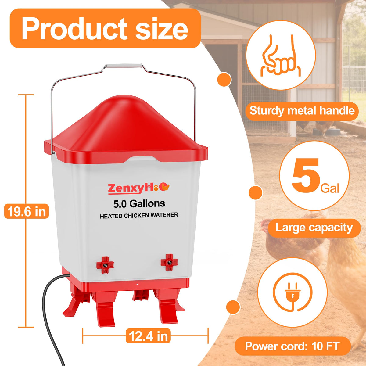 5.0 Gal Heated Chicken Waterer Bucket A58171