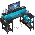 L Shaped Gaming Desk with Storage Shelves, 47 inch Black Y706518