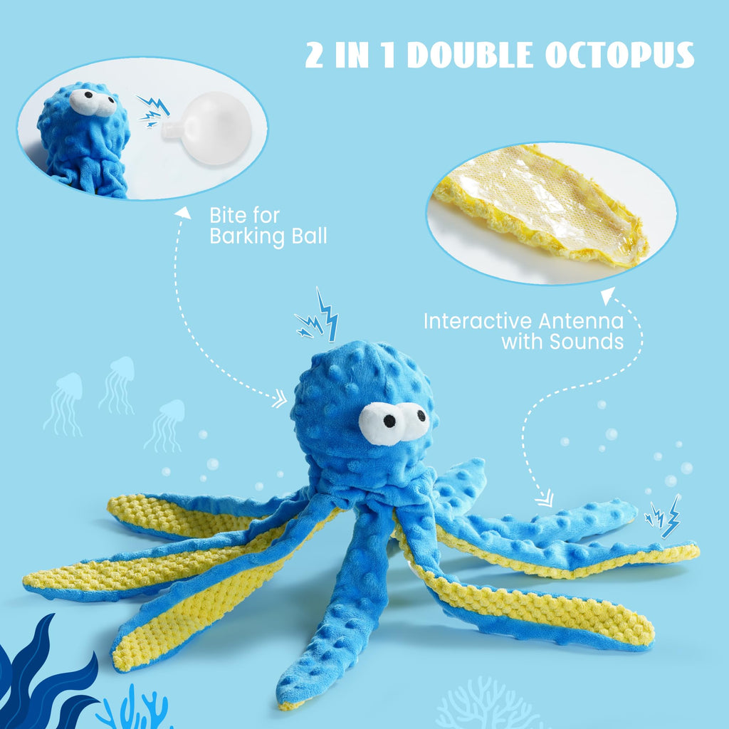 Crinkle Squeaky Octopus Dog Toy P3488