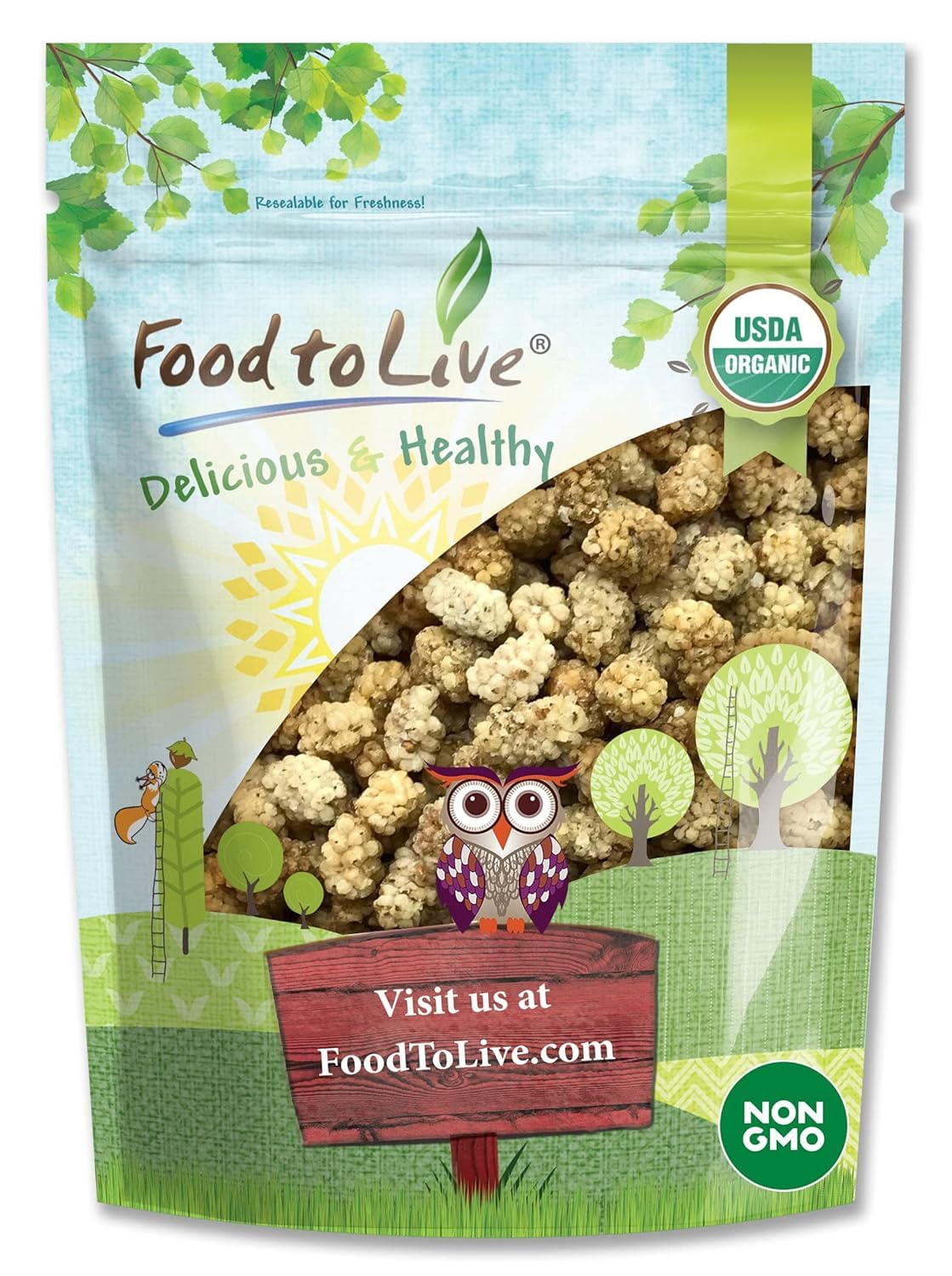 Organic Dried White Mulberries 8 Ounces T93889
