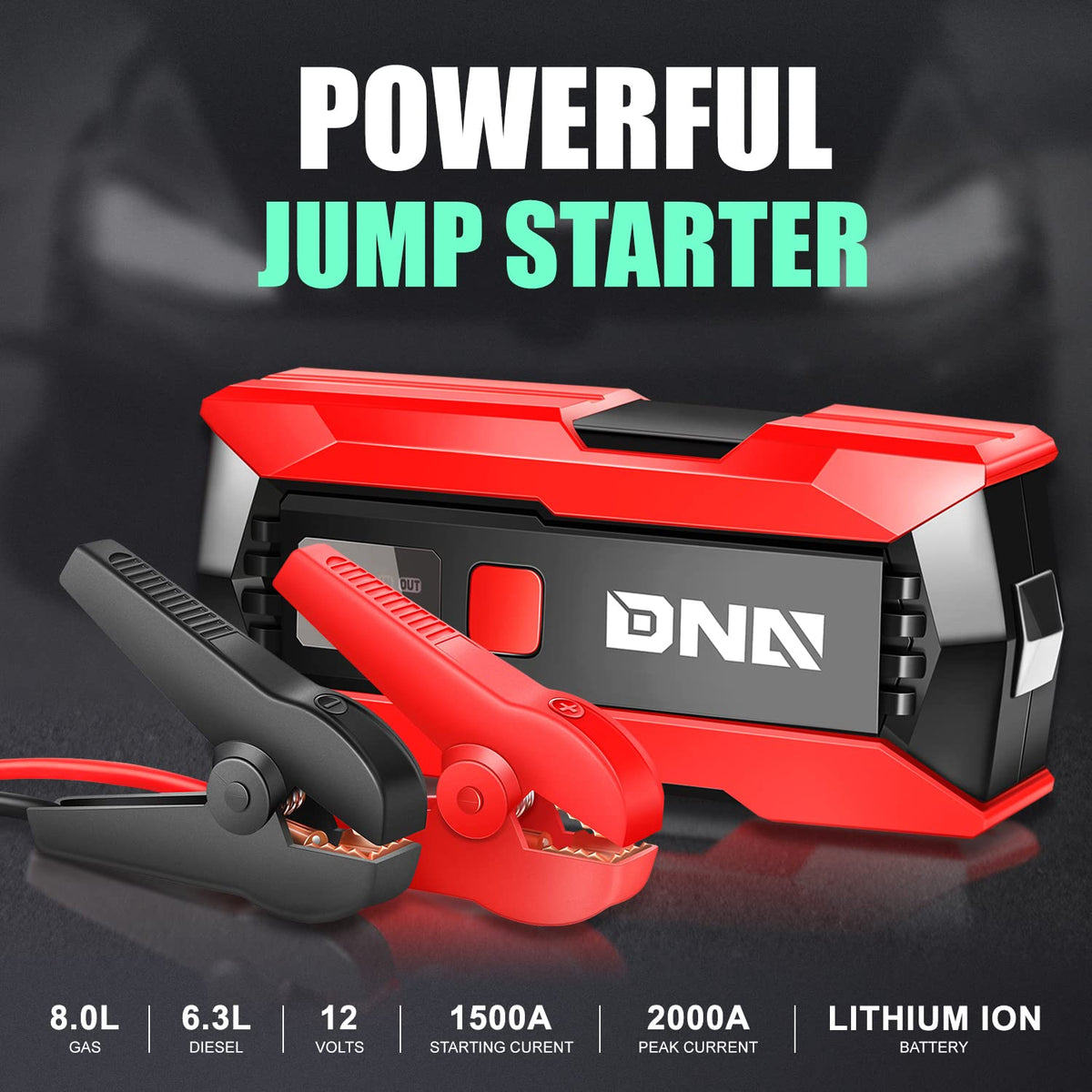 12V 2000A Peak Portable Car Battery Jump Starter with Carry Case Z9245