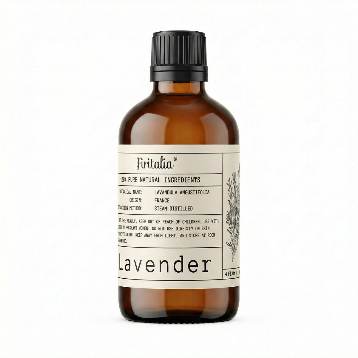 Lavender Essential Oil 4 Fl Oz with Glass Dropper N455