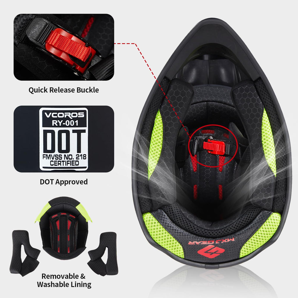 Kids Dirt Bike Helmet Set with Goggles Gloves T450