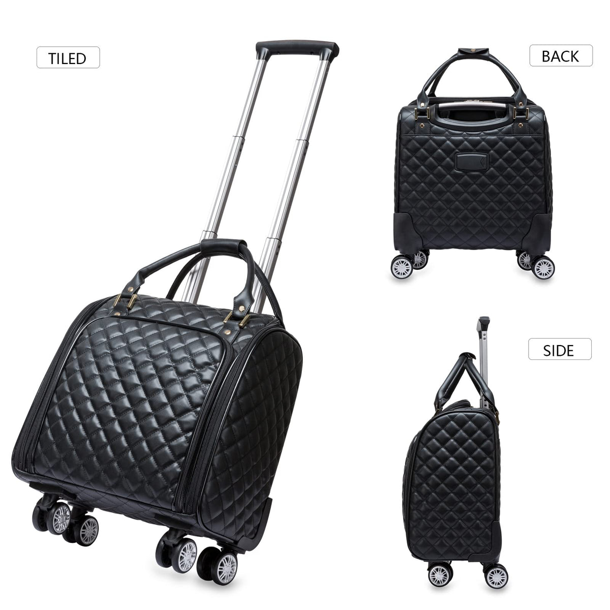 Leather Expandable Spinner Underseat Carry On Luggage U10538
