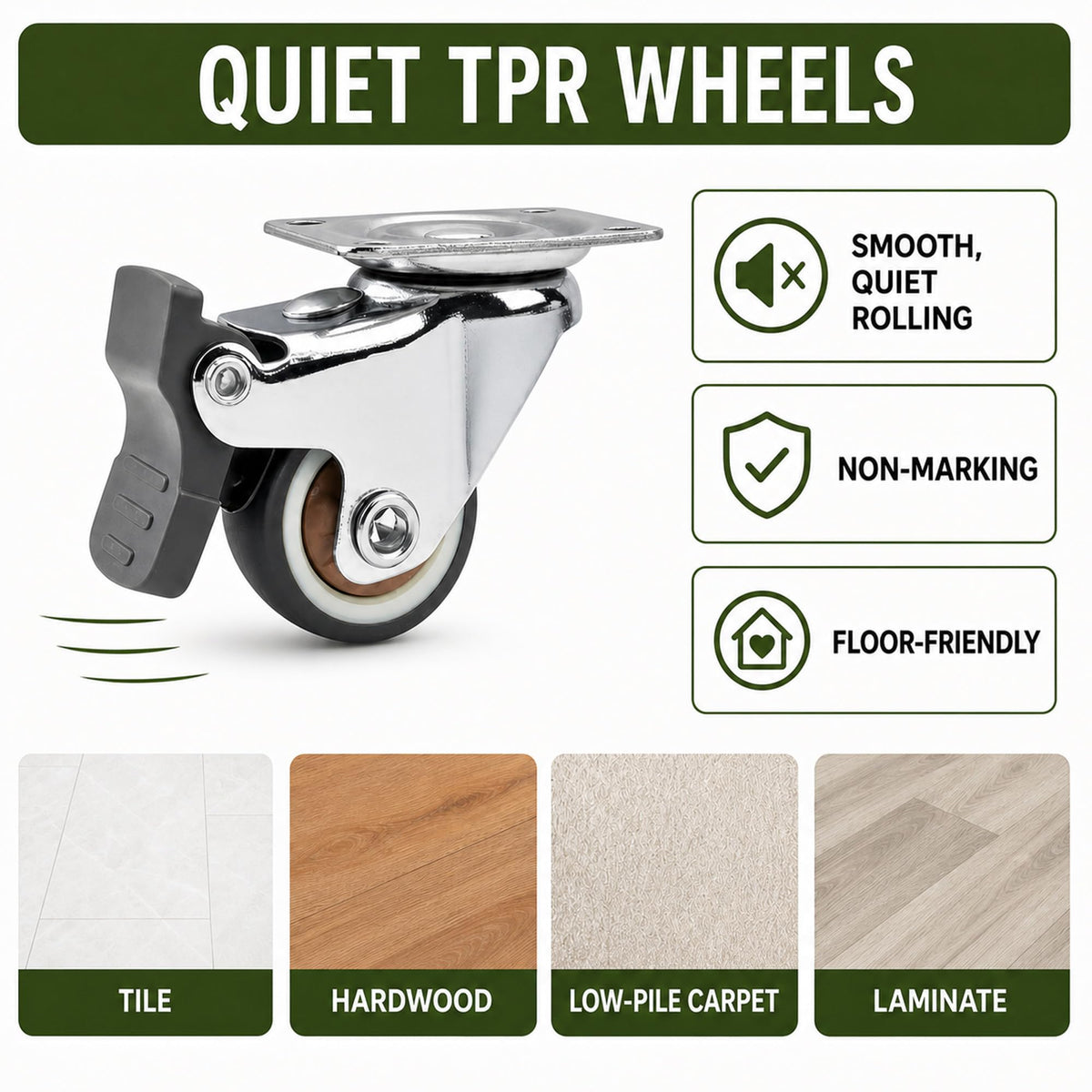 1 Inch Caster Wheels Set of 4 G7929