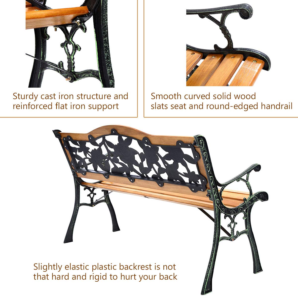 50 Inch Hardwood Frame Patio Bench X16588