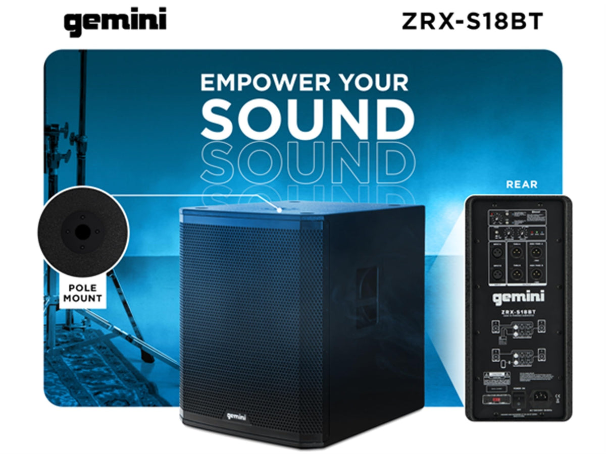 18" Powered Subwoofer, 1200 Watts, Bluetooth TWS Y236