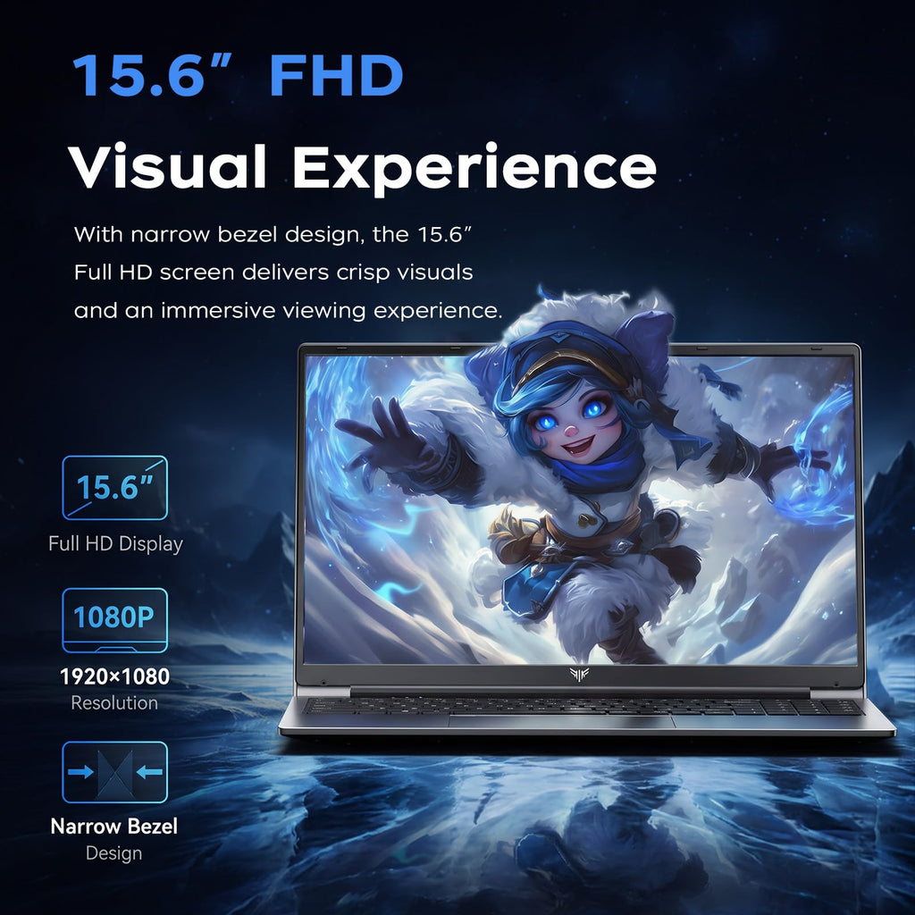 Laptop with Intel i3 Processor, 8GB RAM 256GB SSD, 15.6" FHD Display N4840
