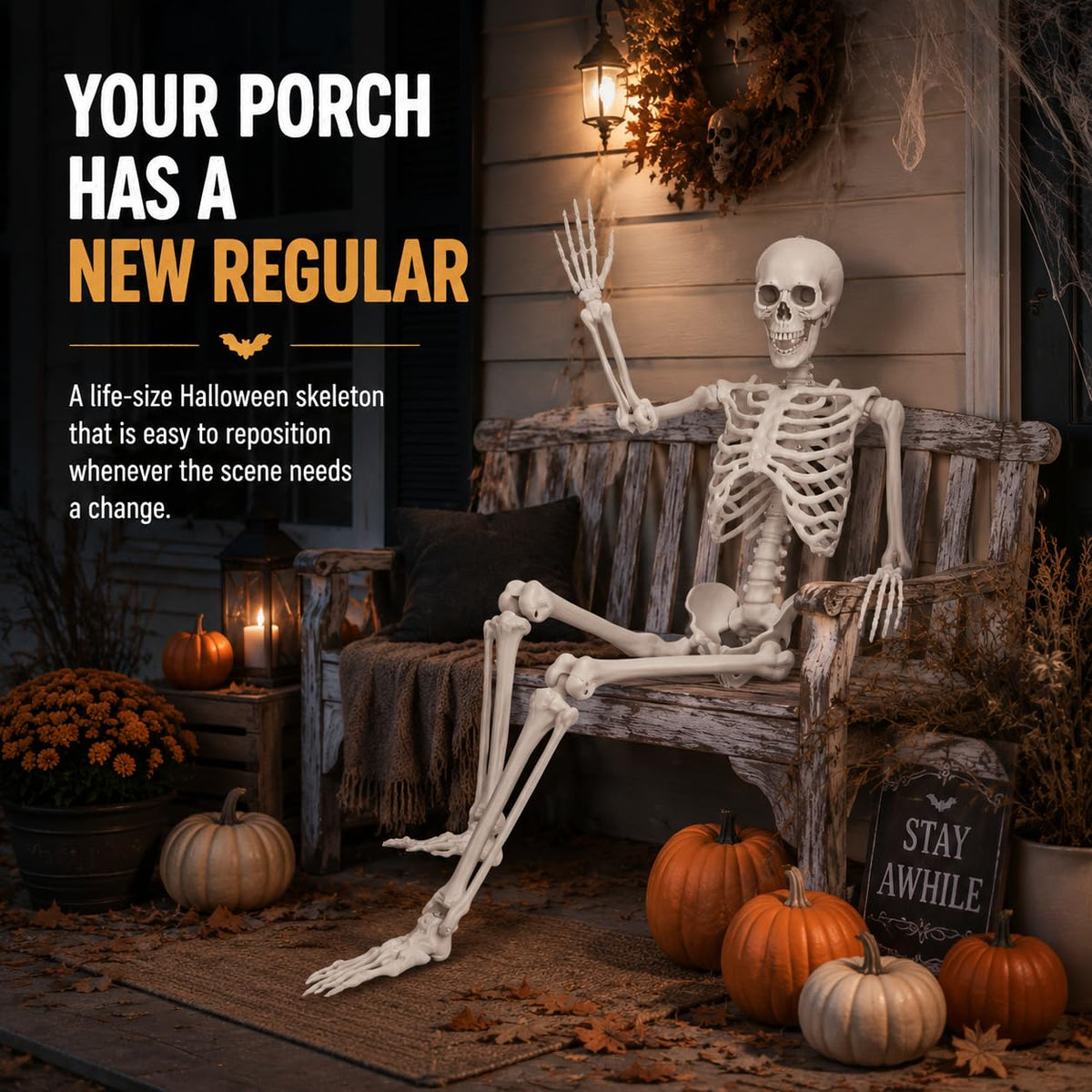 Life Size Posable Full Body Skeleton with Movable Joints and Hanging Loop J784983