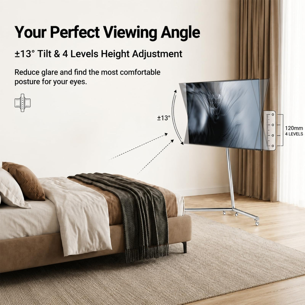 Rolling TV Stand Mount for 40” to 70” TVs up to 88 lbs with Wheels Q6912