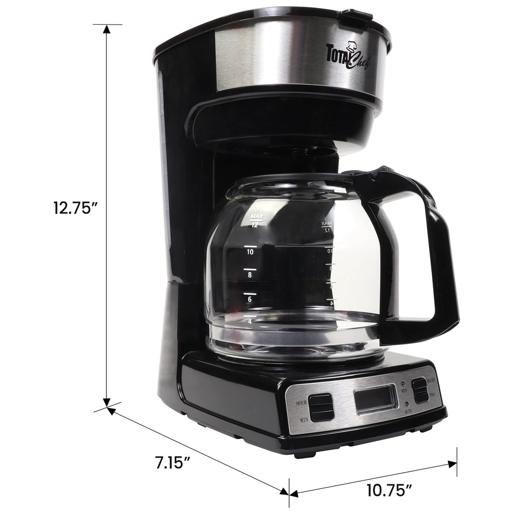 Programmable Coffee Maker Stainless Steel 12-Cup Glass Carafe Black/Gray E346740