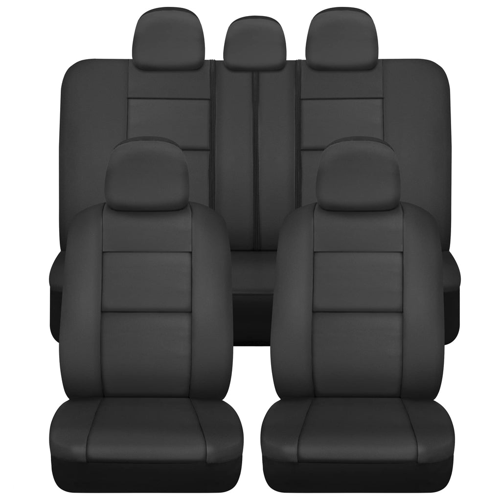 Faux Leather Car Seat Cover Full Set Black Y193
