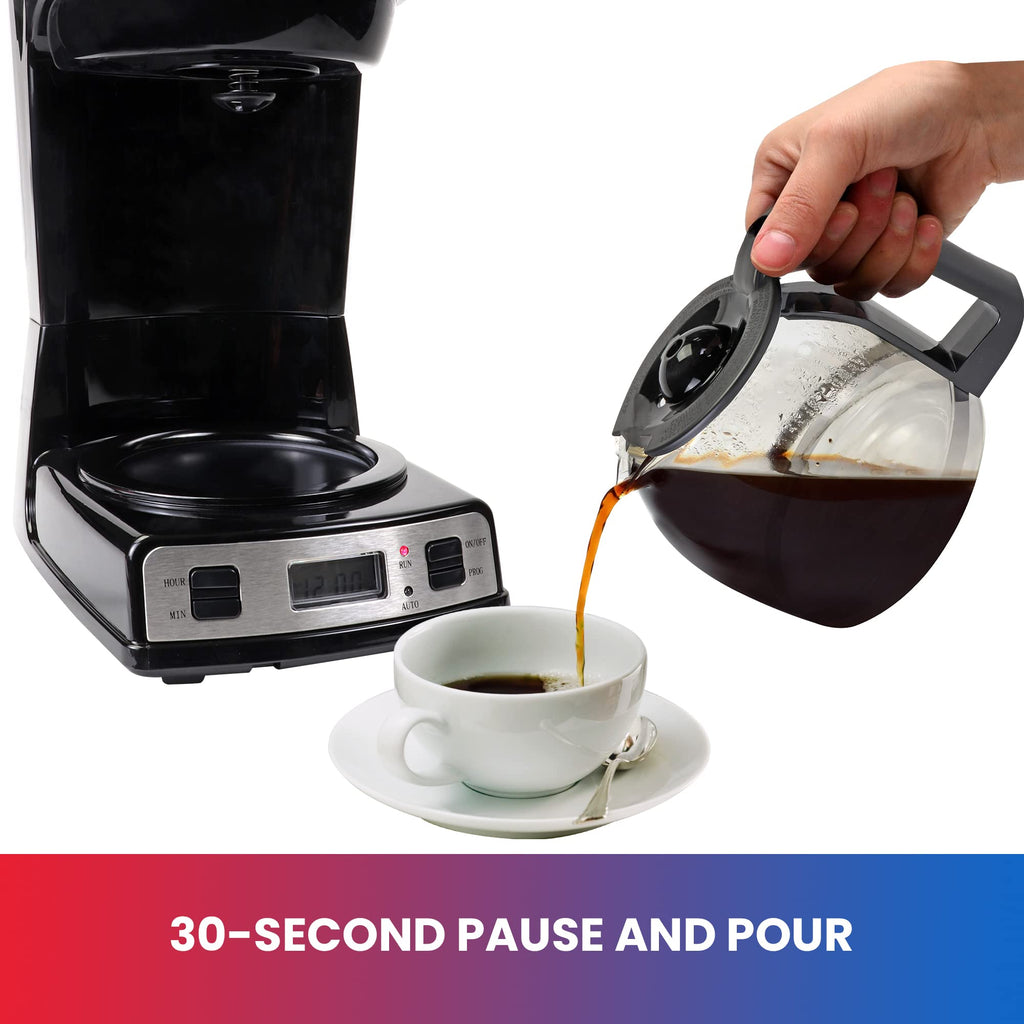 Programmable Coffee Maker Stainless Steel 12-Cup Glass Carafe Black/Gray E346740
