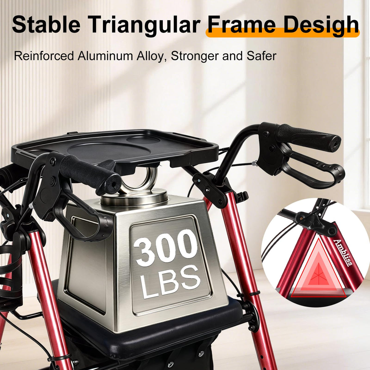 Foldable Rollator Walker with Seat & Tray T4820