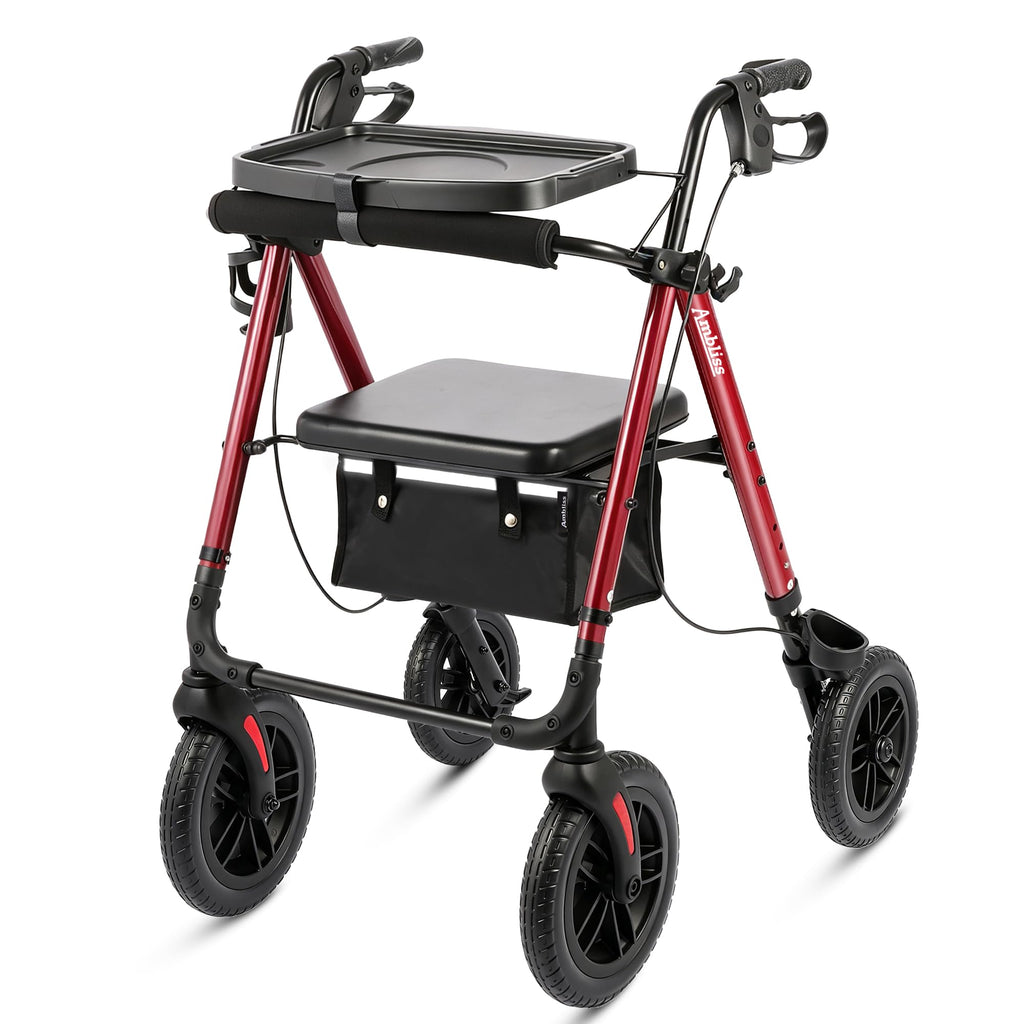 Foldable Rollator Walker with Seat & Tray T4820