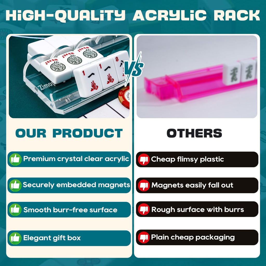 Clear Acrylic 17.5inch Mahjong Racks with Magnetic Pushers, 4 PCS M316053