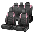 Black Pink Faux Leather Car Seat Covers Full Set B84954