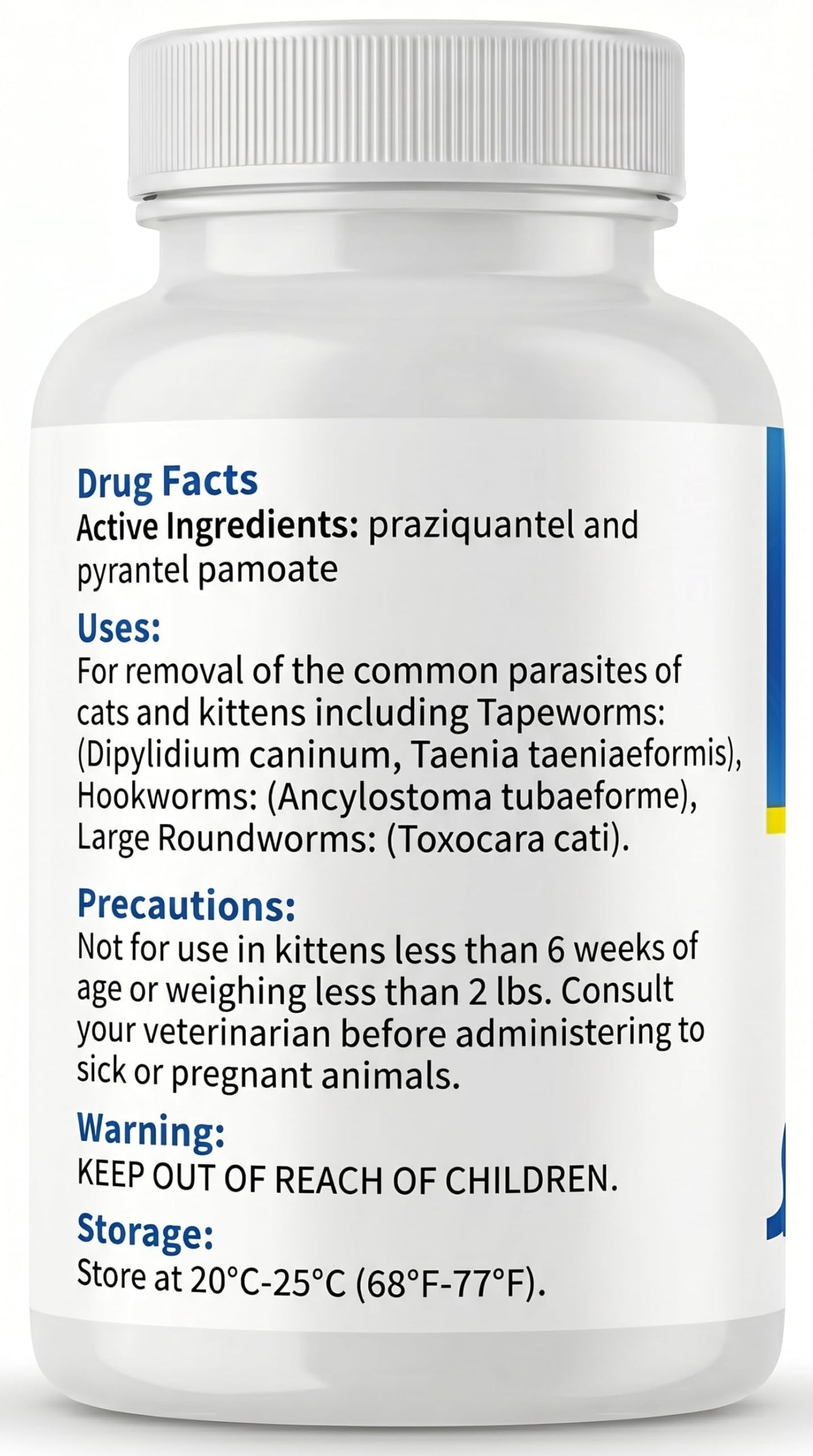 Broad Spectrum Dewormer Tablets for Cats and Kittens, 100 Tablets L6586