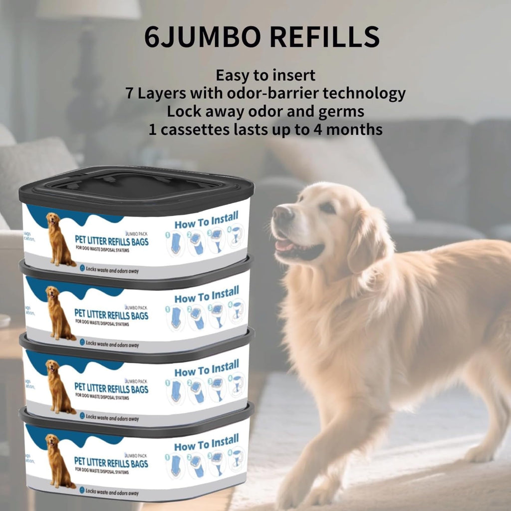 6 Pack Jumbo Square Refills Pet Waste Bags Q434884