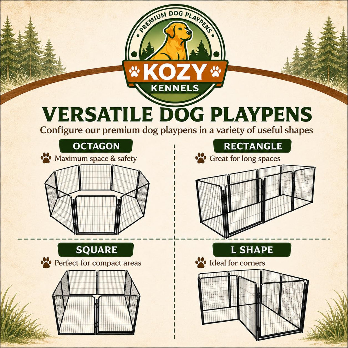 32 inch 16 Panels Heavy Duty Metal Dog Playpen with Gate Z482877