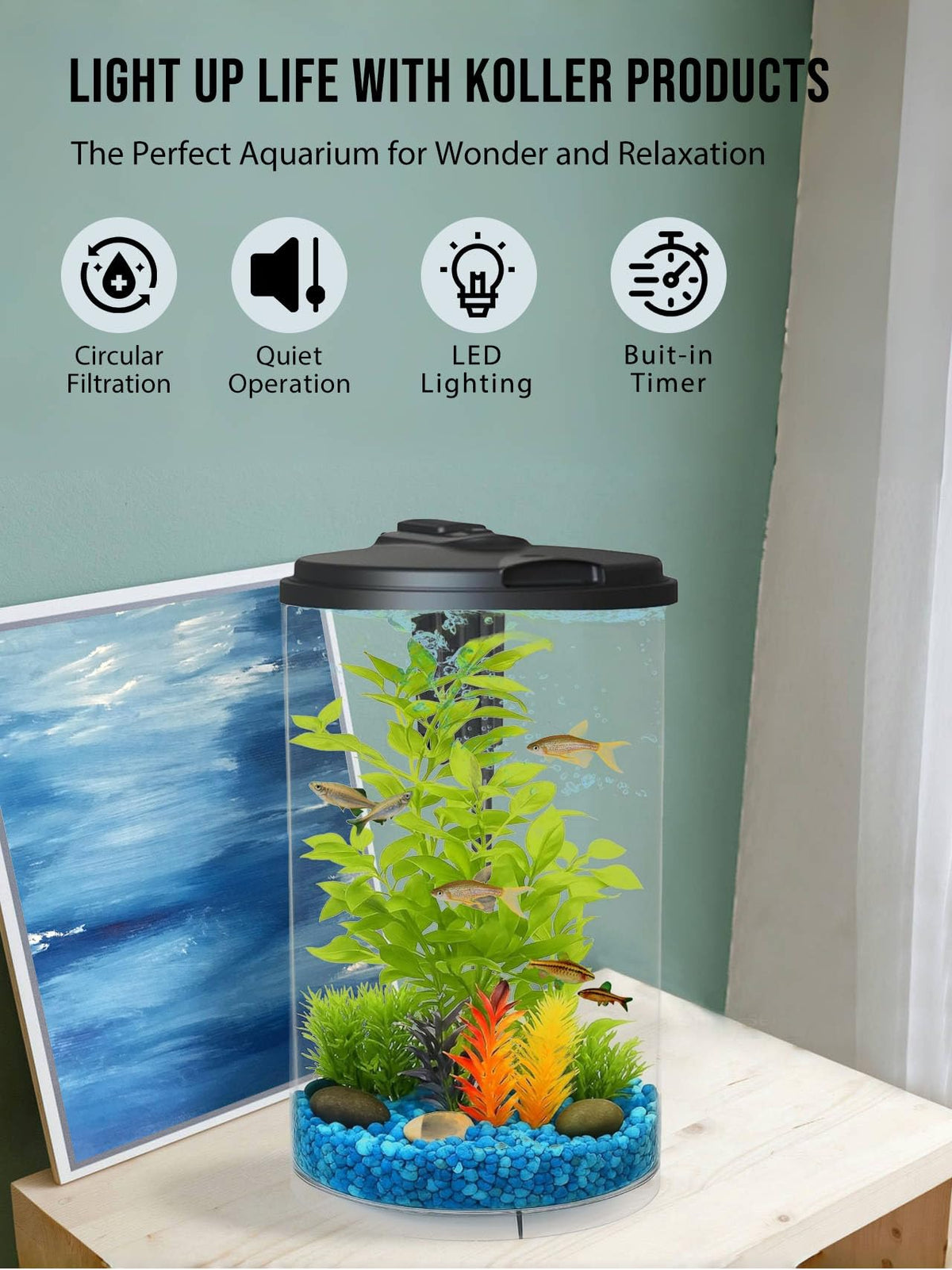 3-Gallon Aquarium with LED Lighting and Power Filter I777092