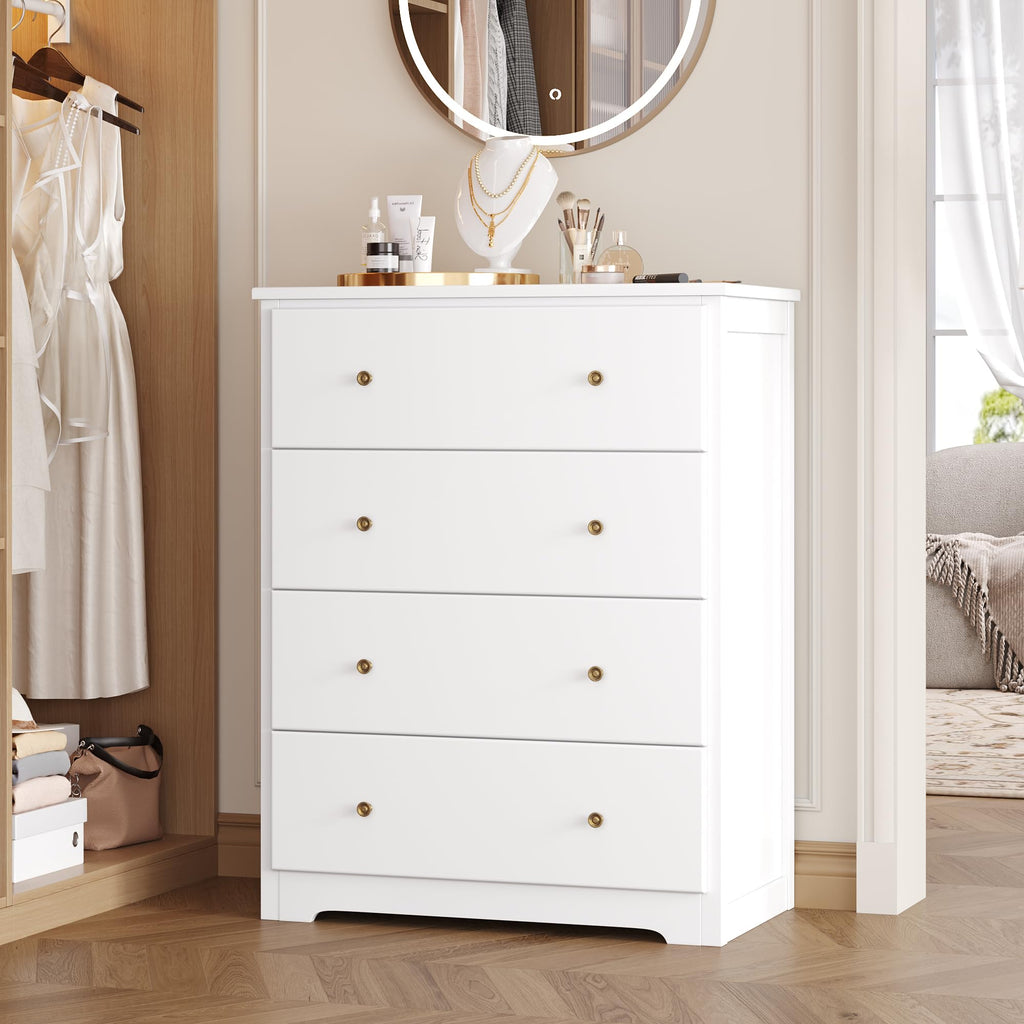 White 4 Drawer Wood Dresser Z7114