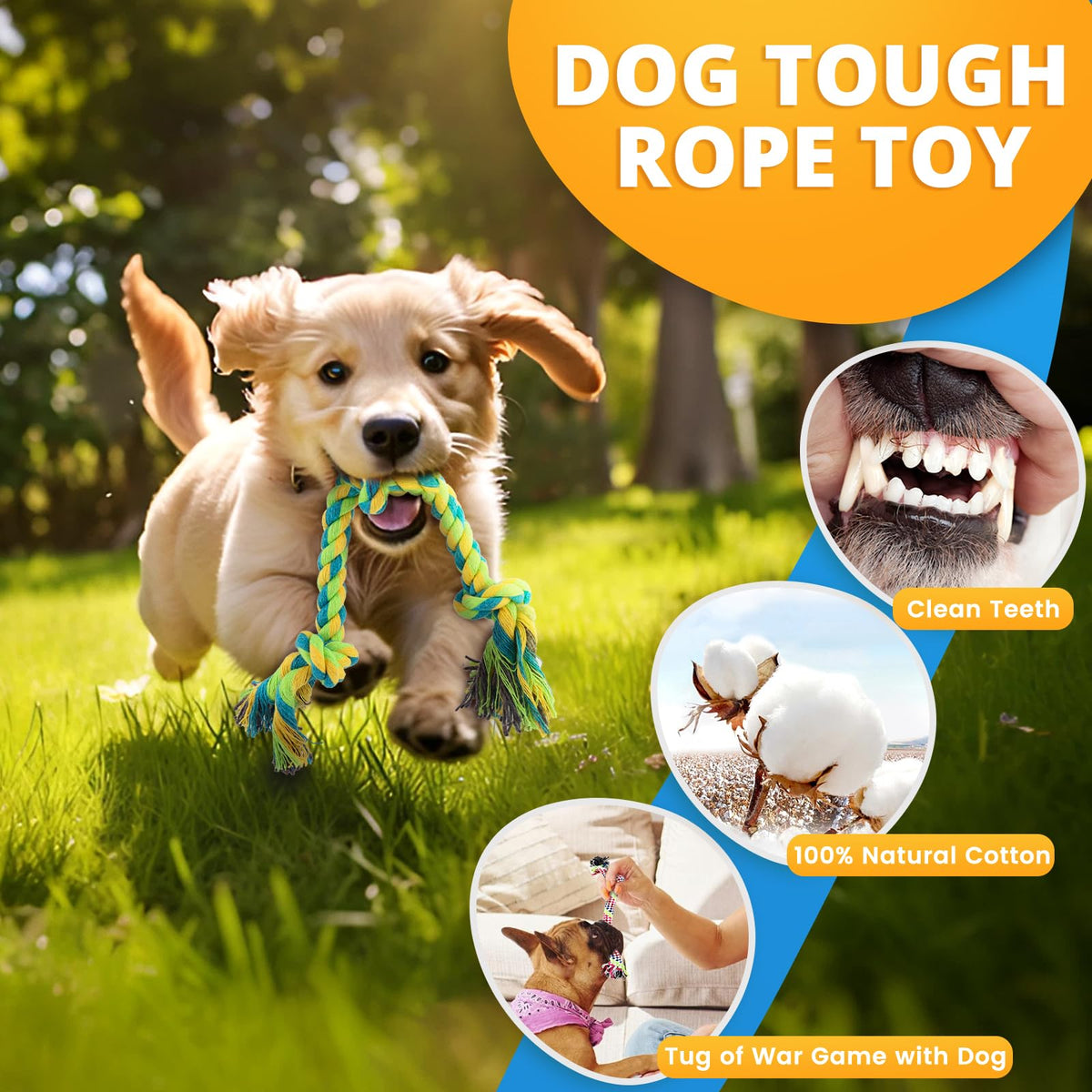 8 Pack Puppy Chew Toys with Squeaky Plush Rope and Ball R2453