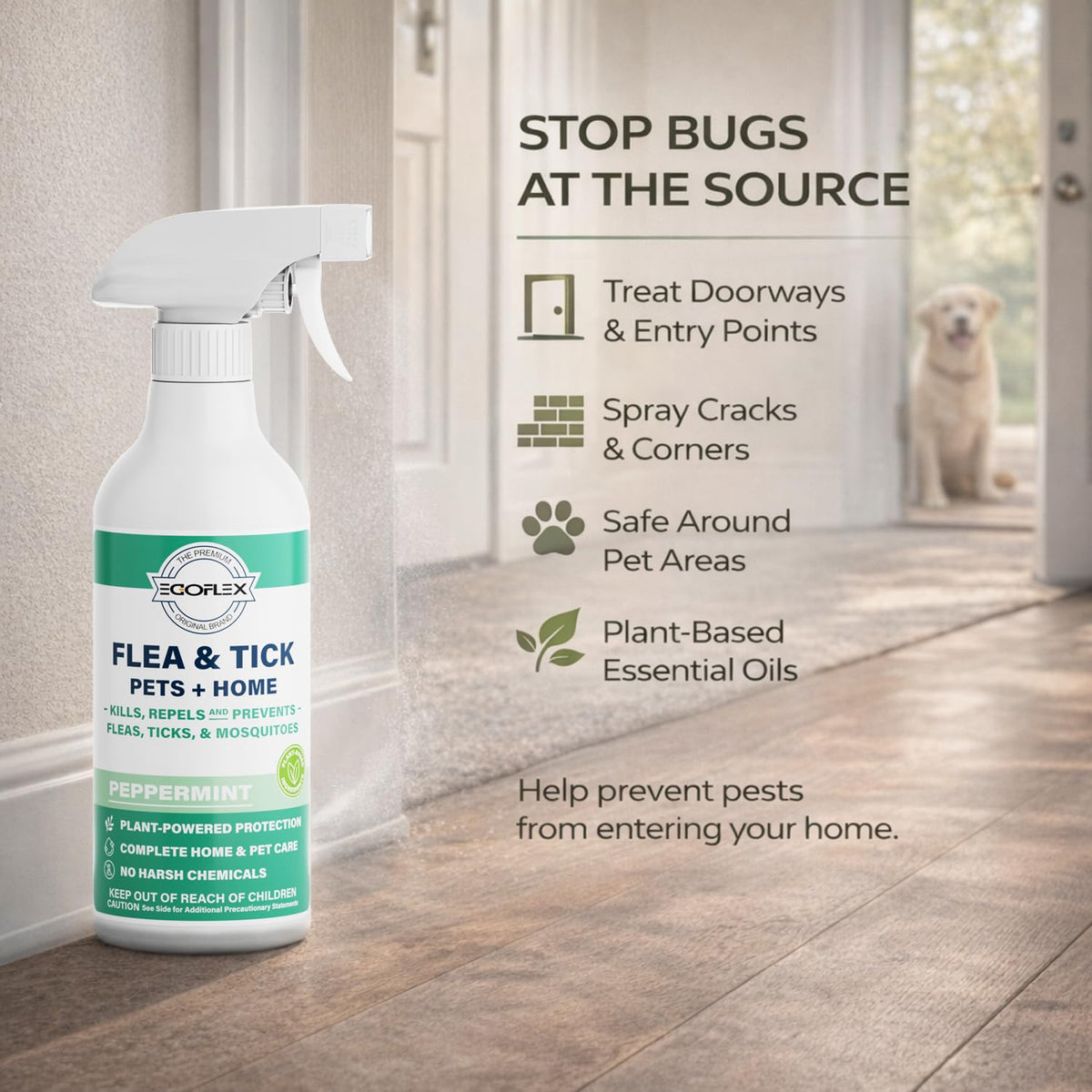 Plant-Based Flea Spray with Peppermint Scent 16oz W40996