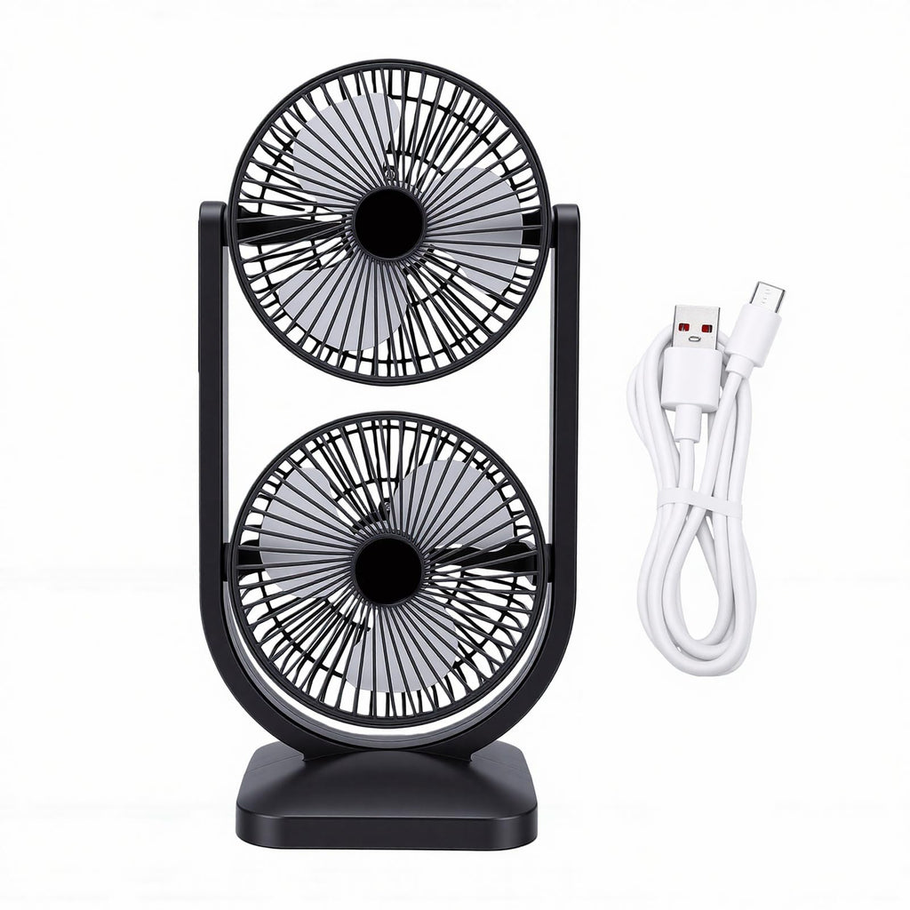 Portable USB Rechargeable 2 in 1 Dual Head Desk Fan Y597