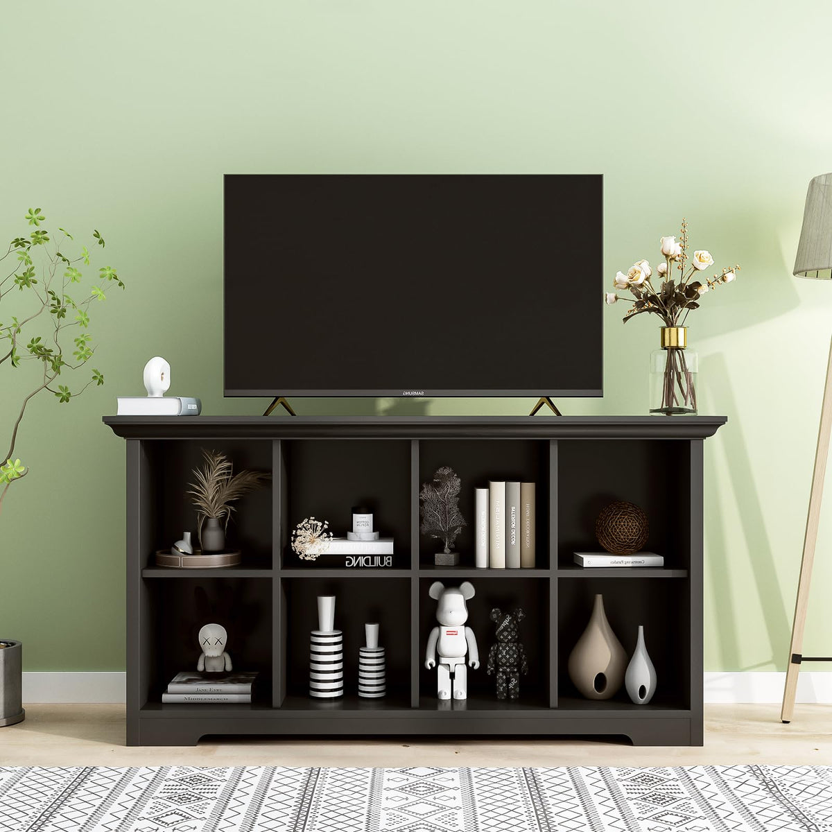 Black 8-Cube Open Bookcase with 2-Tier Low Cabinet U74791