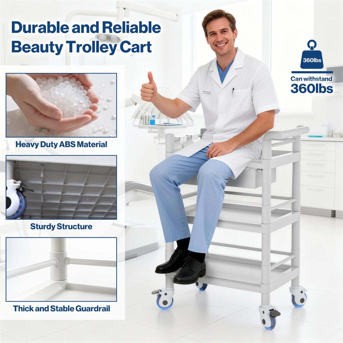 Medical Mobile Trolley Cart 3 Tier X7168