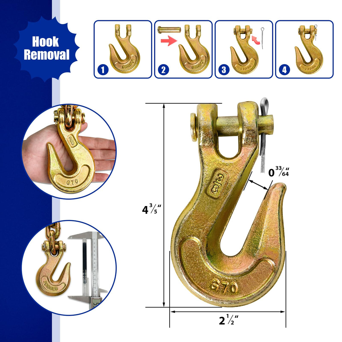3/8 Chain Trailer Chains with Hooks Grade 80 P161