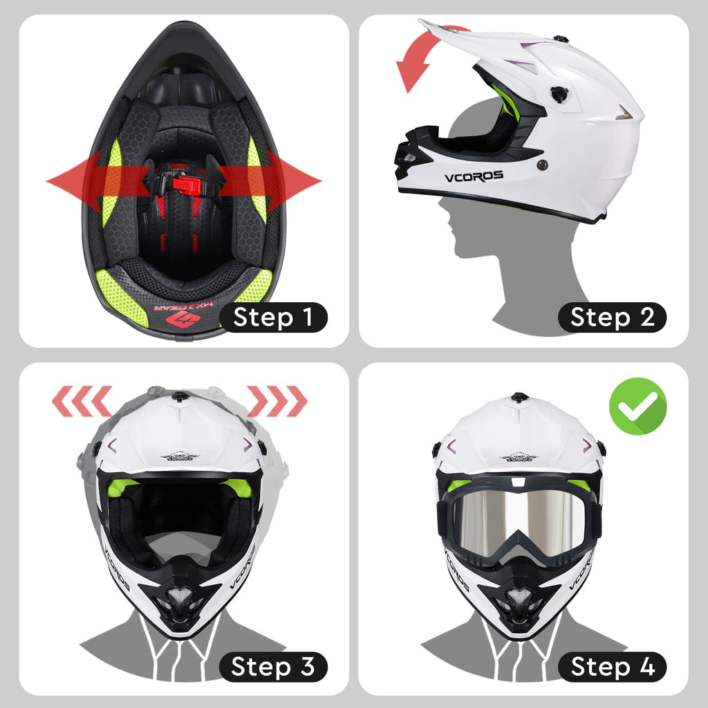 Kids Dirt Bike Helmet Set with Goggles Gloves T450