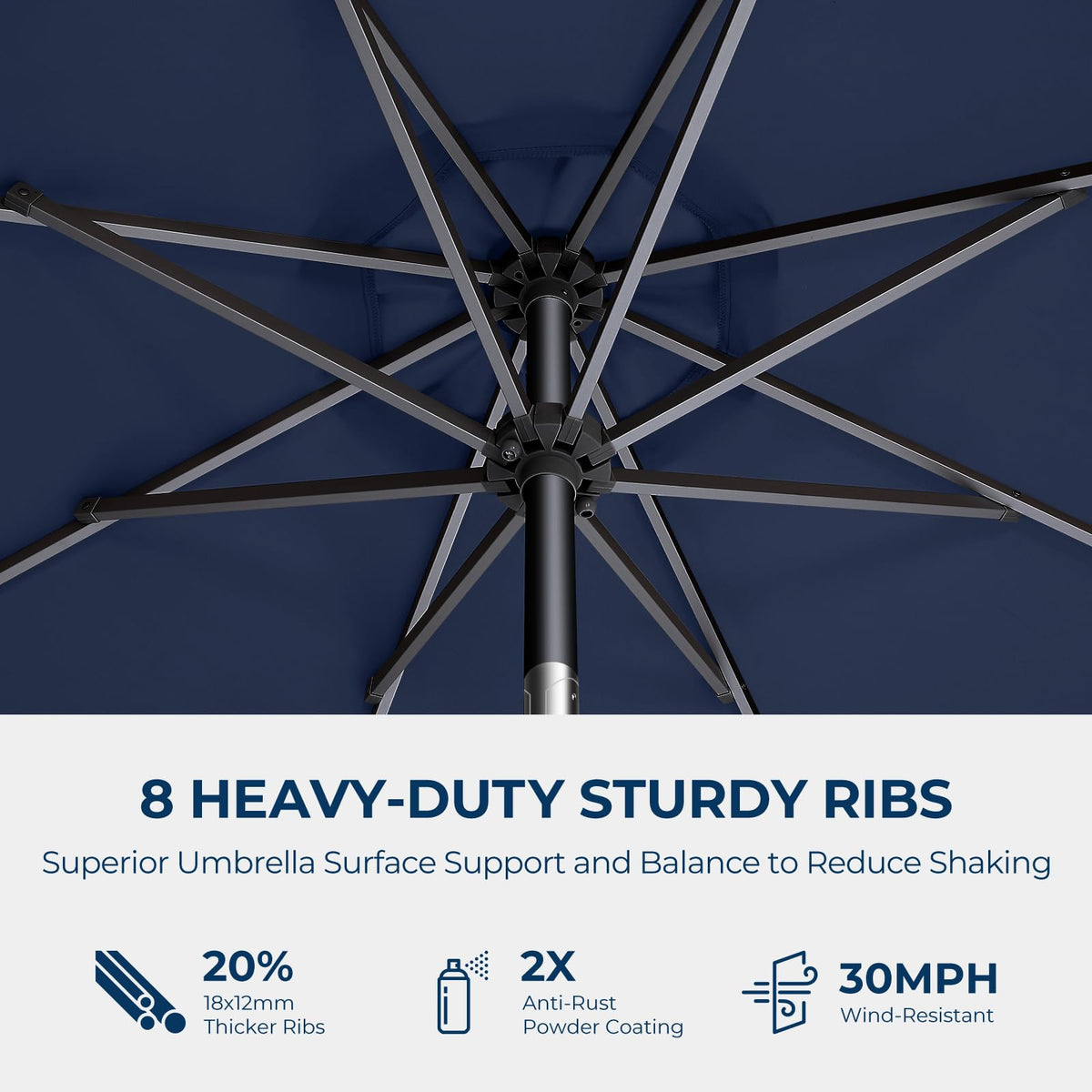 9FT Outdoor Patio Umbrella Navy Blue N22166