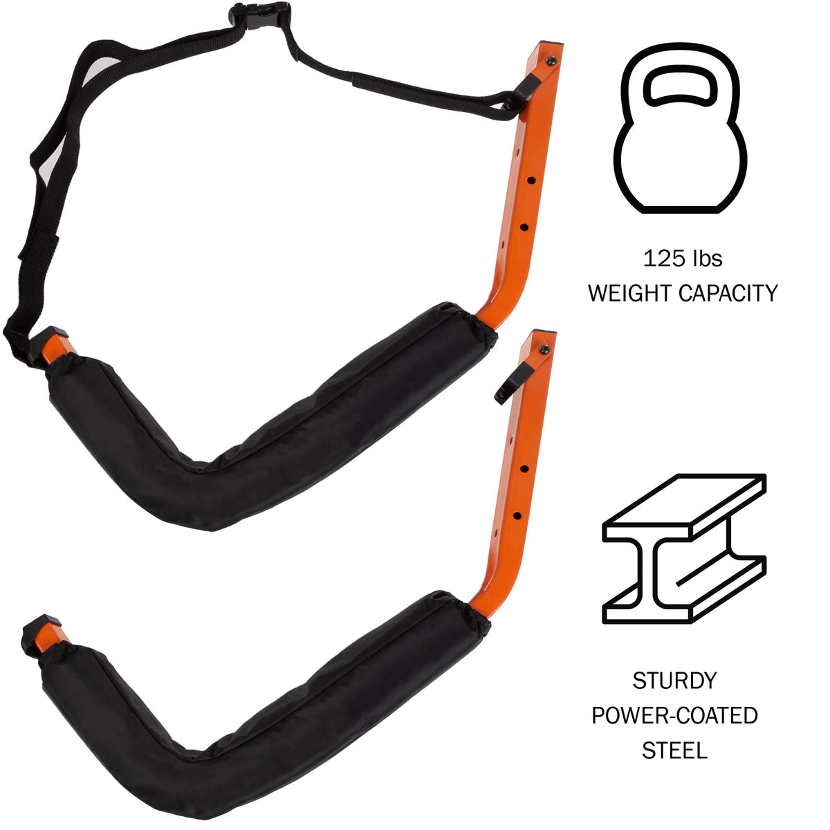 Kayak Storage Hooks Set of 2 Wall Mount 125lbs Capacity F447173
