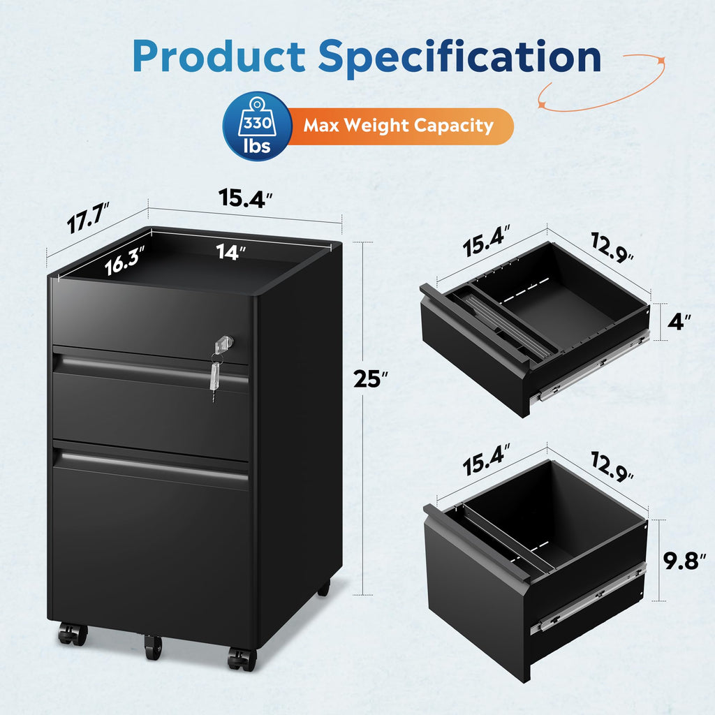 2 Drawer Metal File Cabinet with Lock M5411