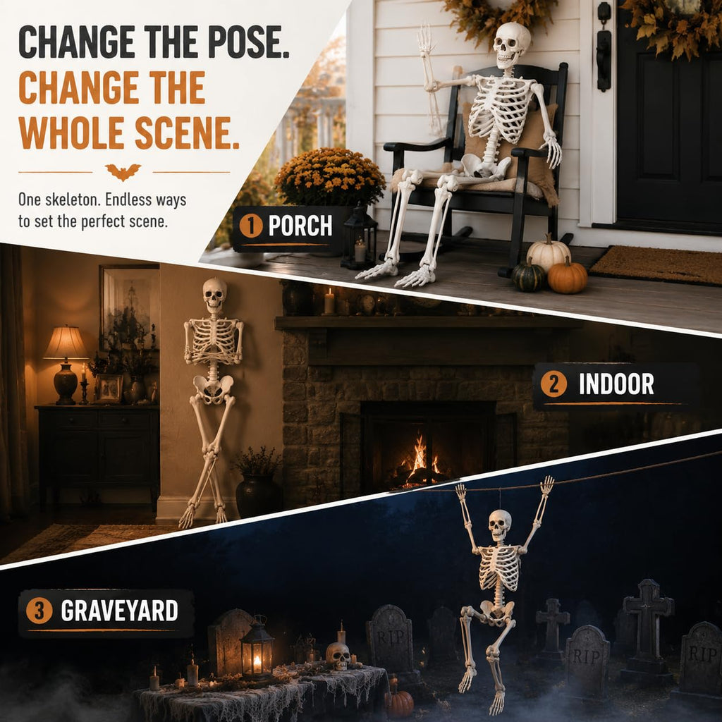 Life Size Posable Full Body Skeleton with Movable Joints and Hanging Loop J784983