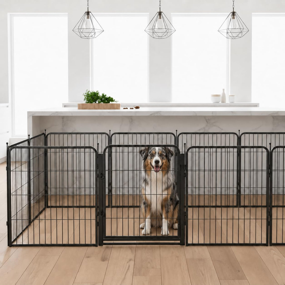 32 inch 16 Panels Heavy Duty Metal Dog Playpen with Gate Z482877