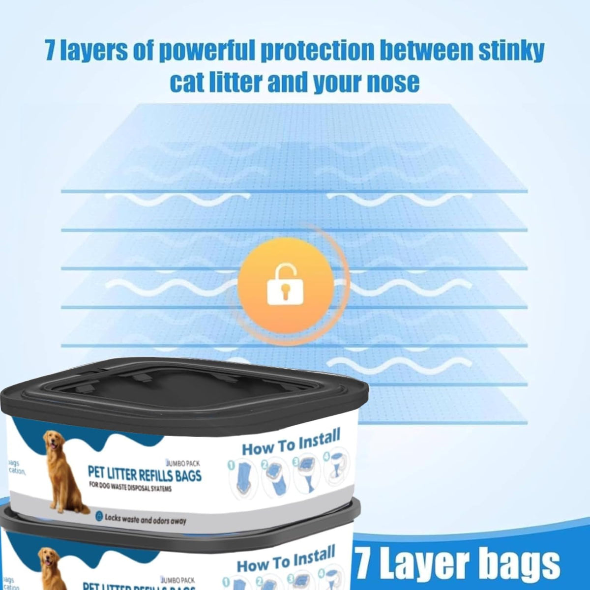 6 Pack Jumbo Square Refills Pet Waste Bags Q434884